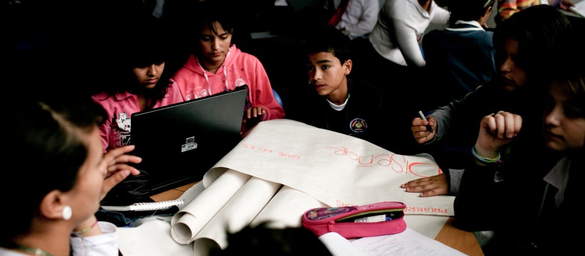High school students in a technical education class specializing in business administration in La Ceja, Antioquía, Colombia. High school students in a technical education class specializing in business administration in La Ceja, Antioquía, Colombia.